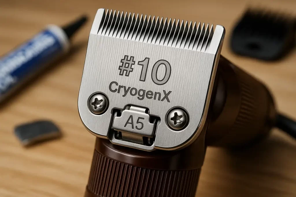 Lâmina CryogenX #10 acoplada em clipper Oster (padrão A5)