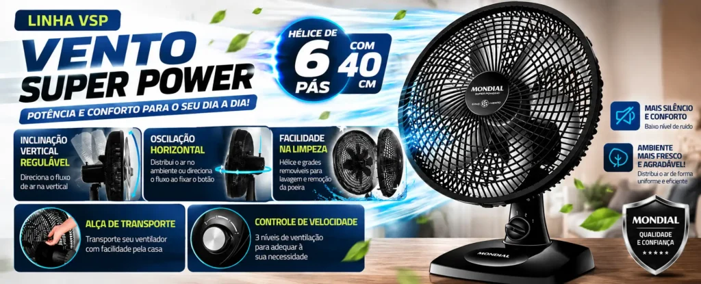 Ventilador de Mesa 40cm Super Power Mondial