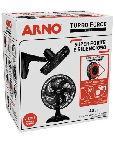 Arno Turbo Force 2 em 1: ventilador de mesa silencioso com opção de parede