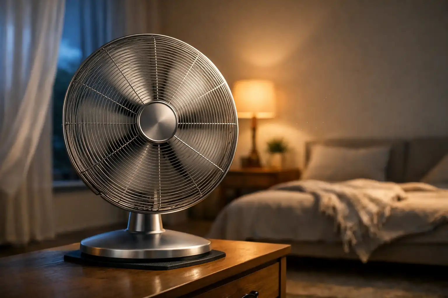Ventilador grande usado na velocidade mínima para ficar mais silencioso em ambiente amplo