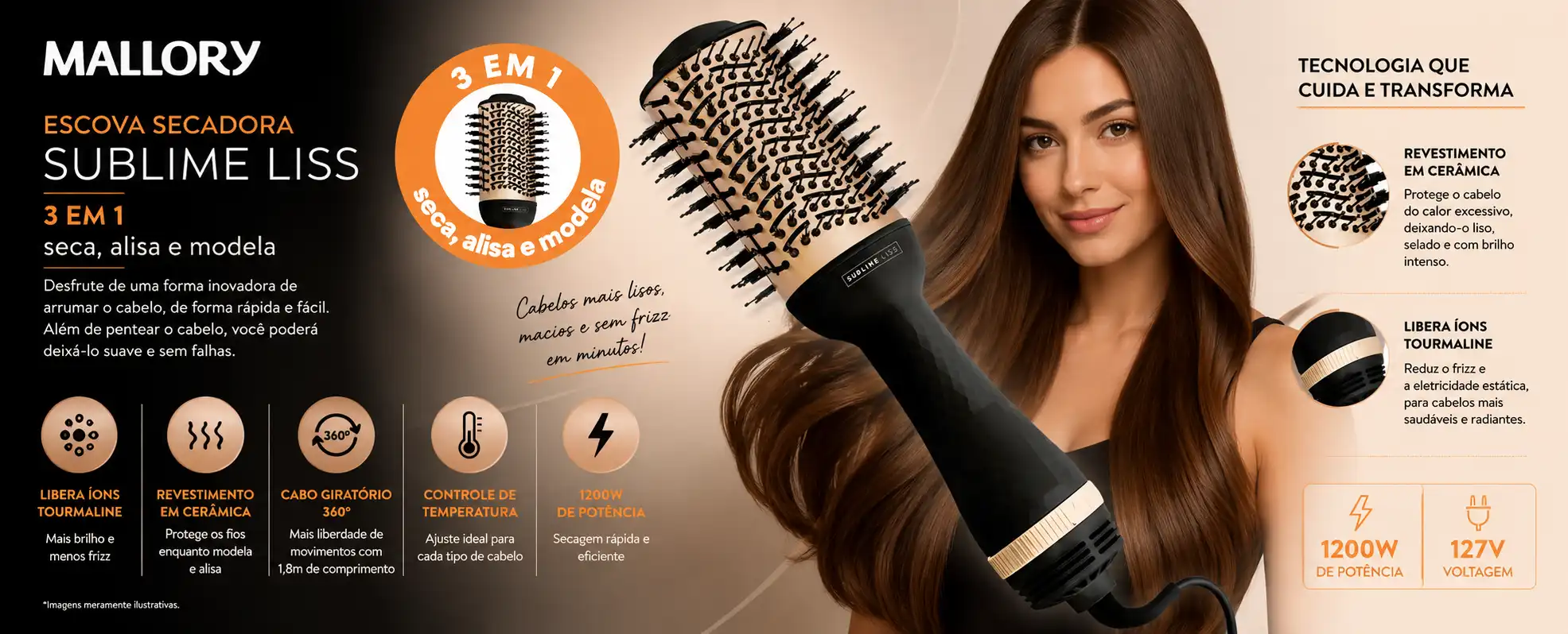 Escova Secadora Mallory Sublime Liss Escova Secadora Mallory Sublime Liss