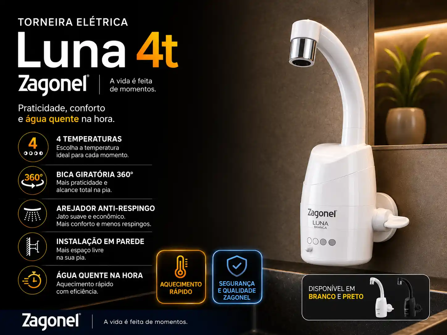 Torneira elétrica Zagonel Luna 4T zagonel luna 4t é boa