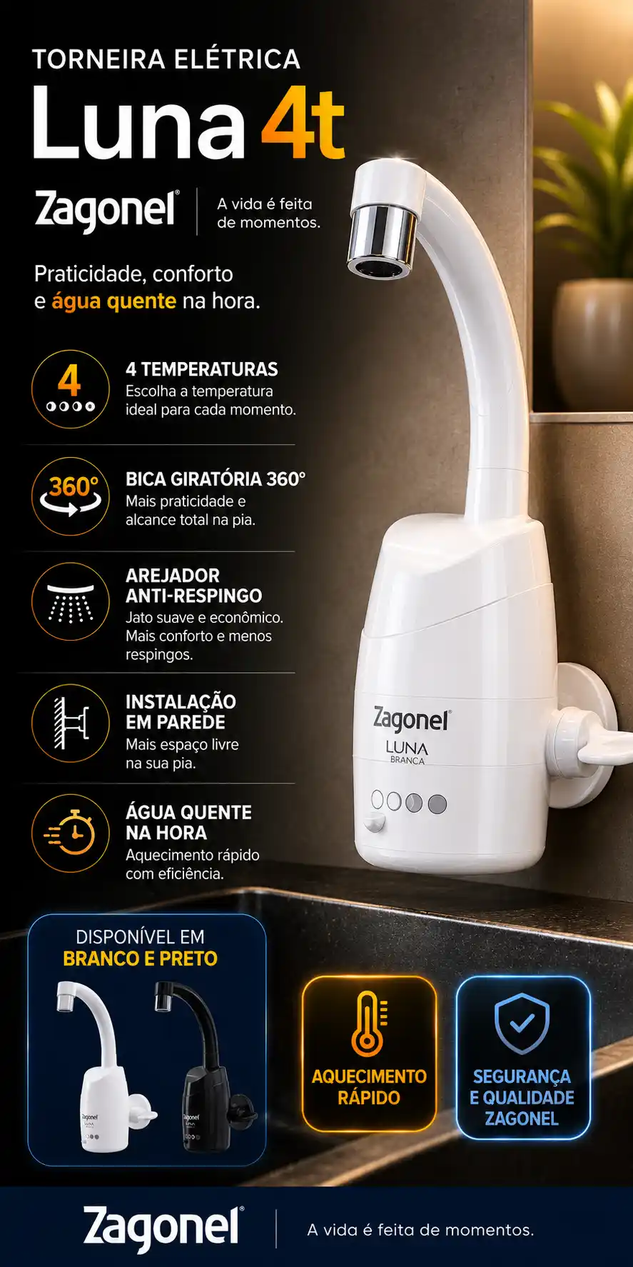 torneira elétrica Zagonel Luna 4T é boa