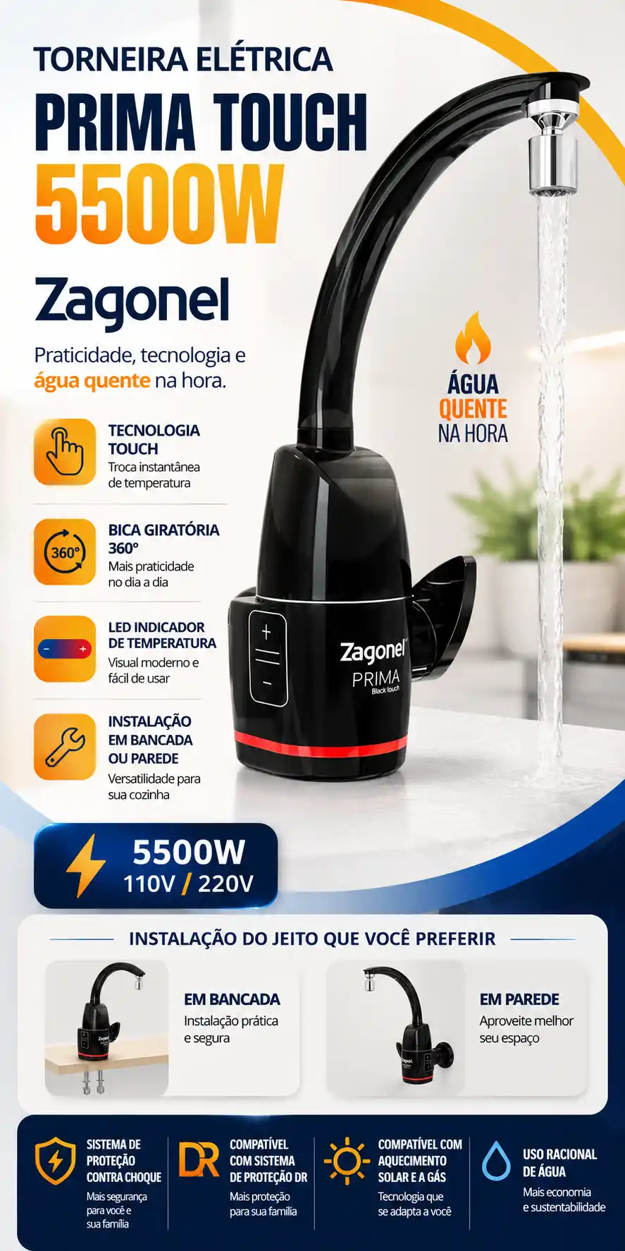 Torneira elétrica Zagonel Prima Touch torneira elétrica Zagonel Prima Touch é boa