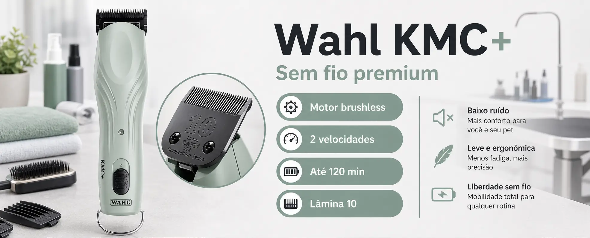 Wahl KMC+ Cordless para mobilidade na tosa