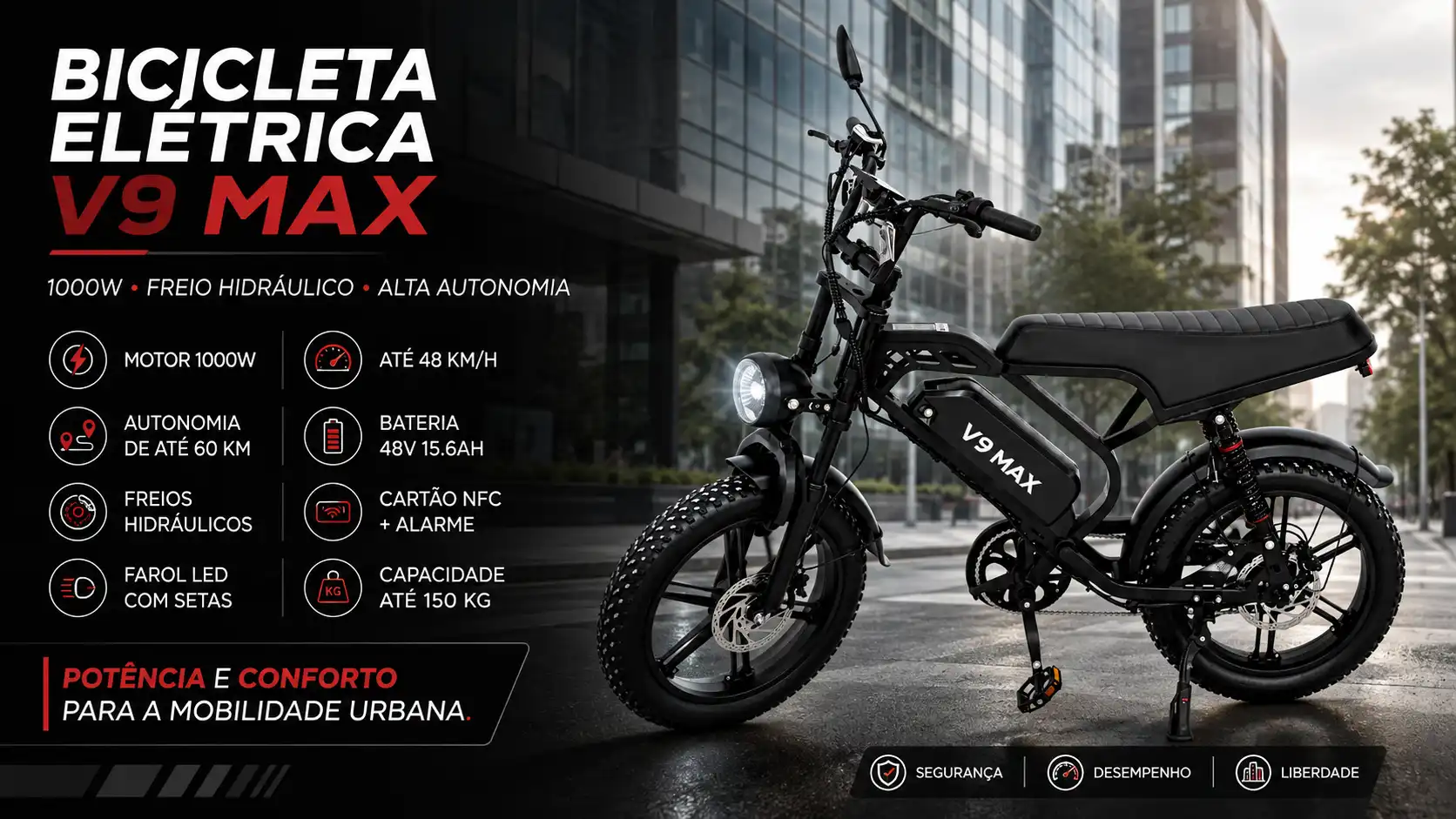 V9 Max 60km Autonomia 32km/h